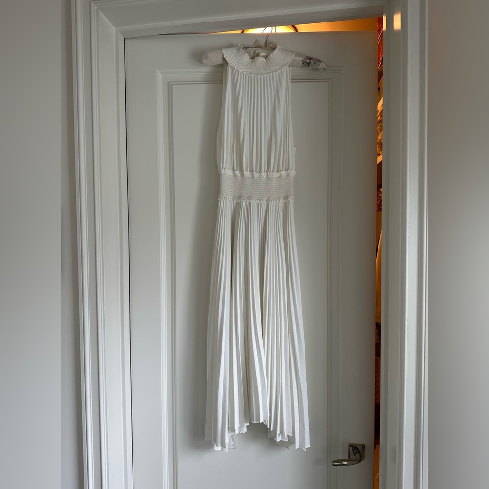 ALC Satin Pleated White Renzo Dress